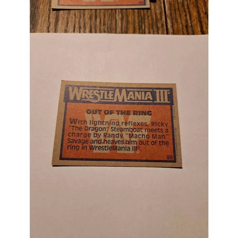 Vintage 1987 Topps WWF WrestleMania III Ricky Steamboat Savage 55 Wrestling Card